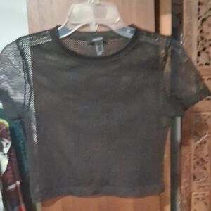 Forever 21 Gray Fitted Crop Blouse
